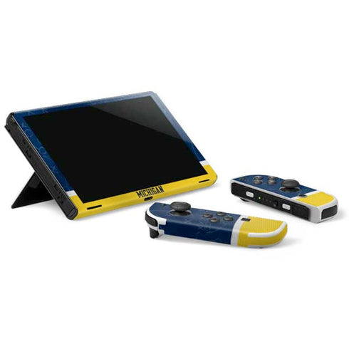 University of Michigan Jersey Split Nintendo Switch OLED (2021) Skin